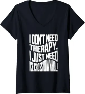 ice cross downhiller snow alpine sledding Ice Cross Downhill V-Neck T-Shirt