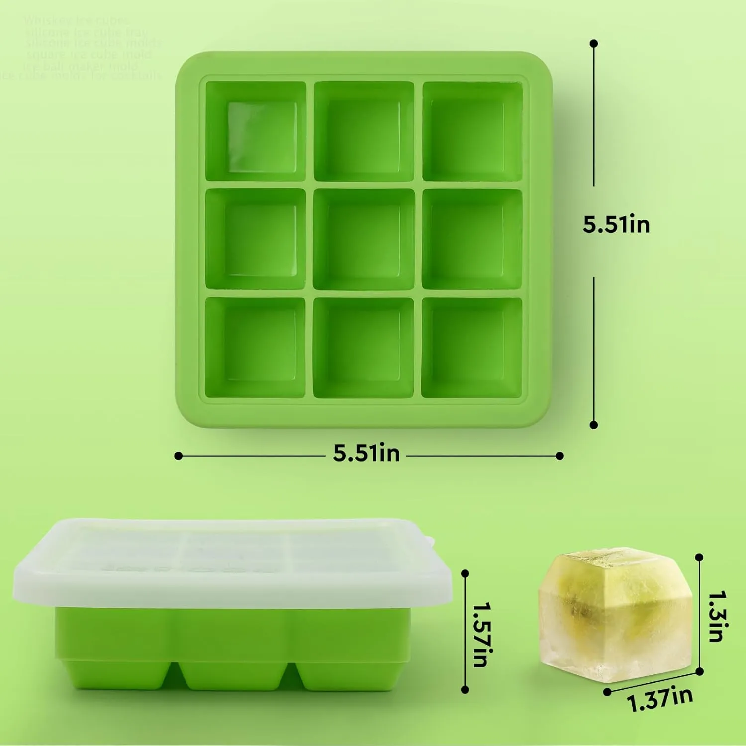 Ice Cube Tray with Lid (9X2 Pcs), Small Ice Cube Trays, Silicone Ice Cube Trays for Freezer, Mini Square Ice Cube Mold for Ice Coffee, Drinks, Whiskey, Cocktail, Bourbon, Baby Food