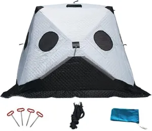 Ice Fishing Shelter Thickened Winter Outdoor Waterproof Winterized Tent Warm Cotton Durable Camping Tent with Pegs and Ropes