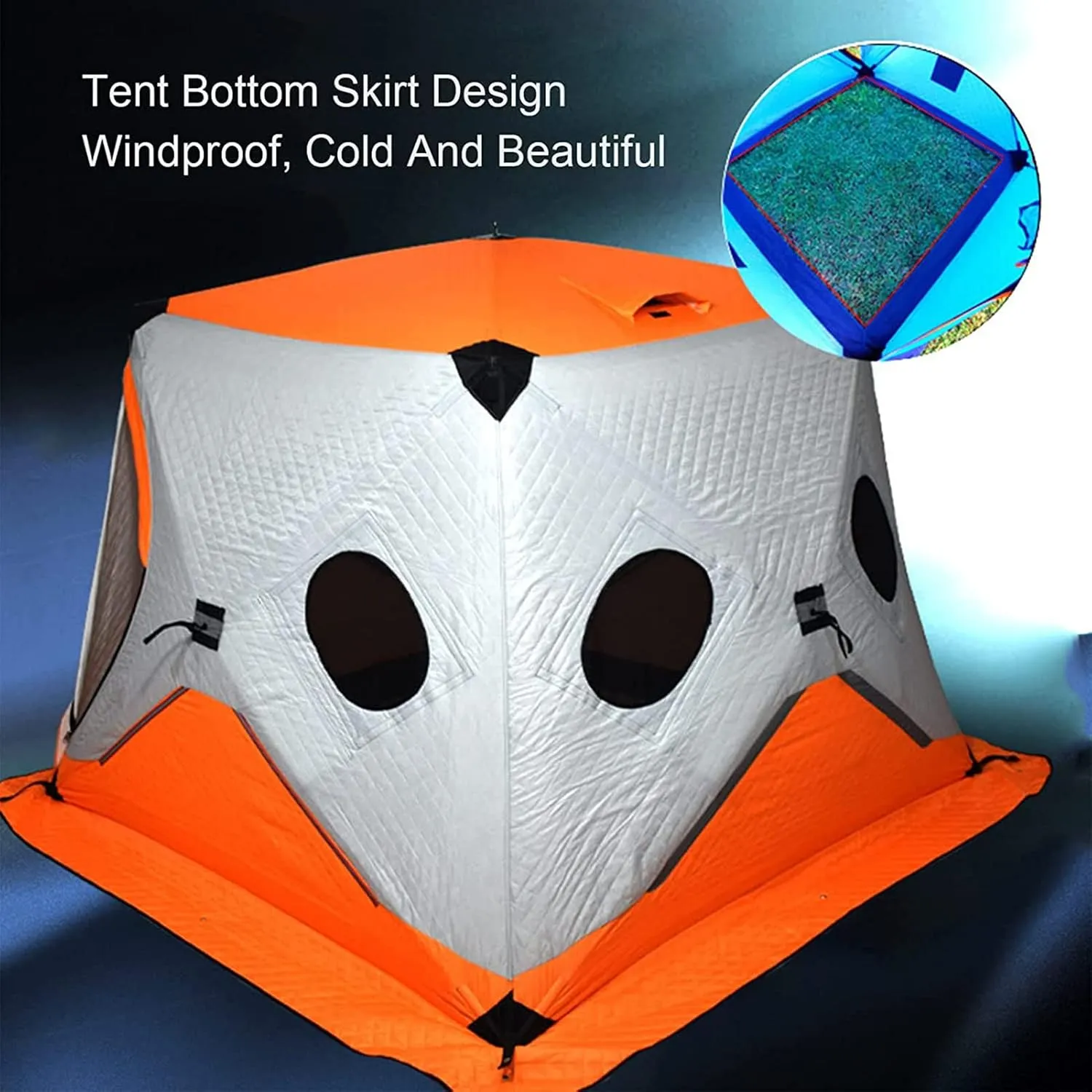 Ice Fishing Shelter Thickened Winter Outdoor Waterproof Winterized Tent Warm Cotton Durable Camping Tent with Pegs and Ropes