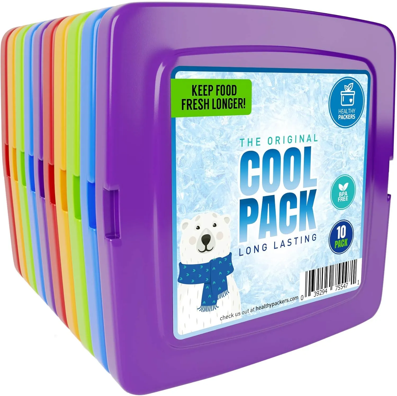 Ice Packs for Lunch Bags - Freezer Packs - Original Cool Pack | Slim & Long-Lasting Reusable Ice Pack for Lunch Box and Cooler Bag (Set of 10)