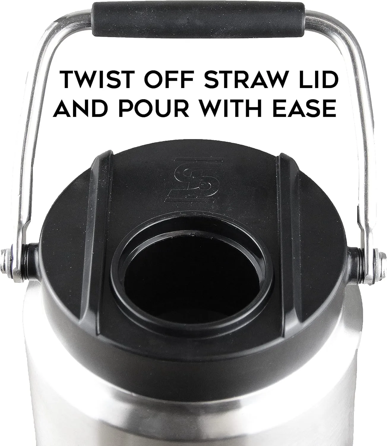 Ice Shaker Insulated Stainless Steel Half Gallon Water Jug | 64 oz, Black | Stays Cold for 60  Hours | Multi-purpose lid | Odor-Free Outdoor Water Jug for Sports, Camping, Hiking, Working Out