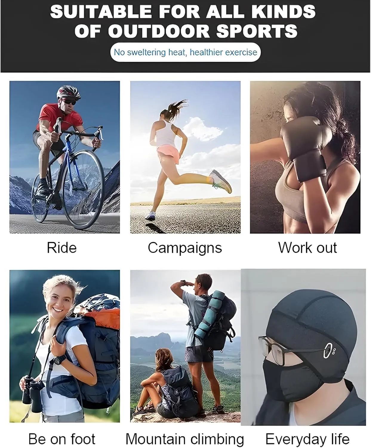 Ice Silk Face Protection Cycling Hood, Summer Balaclava Cooling Face Mask Cover Ice Silk Neck Gaiter Hood for Men Women