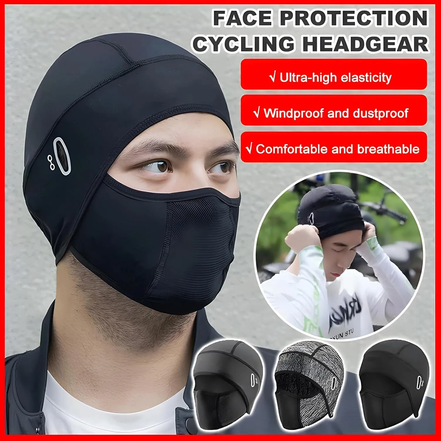 Ice Silk Face Protection Cycling Hood, Summer Balaclava Cooling Face Mask Cover Ice Silk Neck Gaiter Hood for Men Women
