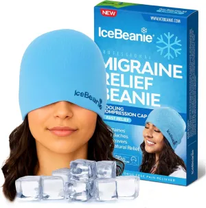 IceBeanie Migraine Relief Cap, As Seen on Shark Tank, Soft & Stretchy Gel Tension Headache Relief Cap, Extended Cooling Hangover Ice Hat, Odorless Cold Head Ice Pack Wrap, Headache Hat Migraine Mask
