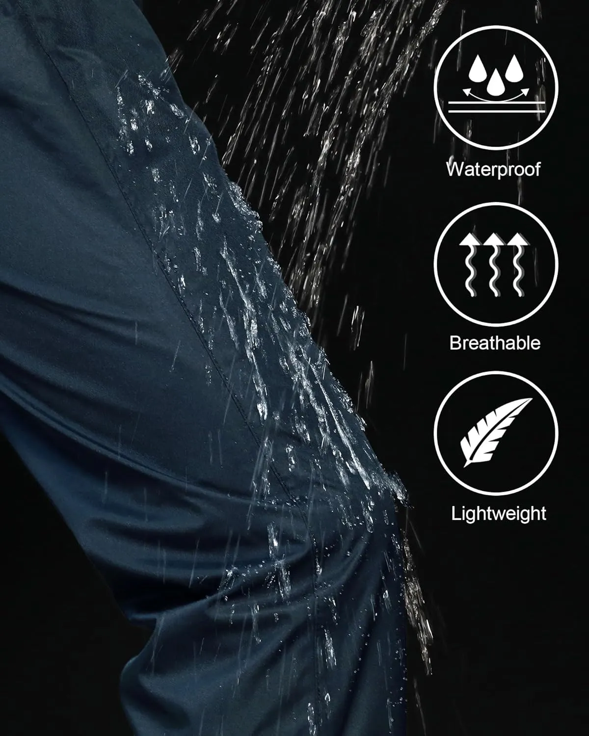 iCreek Men's Rain Pants Waterproof Over Pants Windproof Lightweight Hiking Pants Work Rain Outdoor for Golf, Fishing