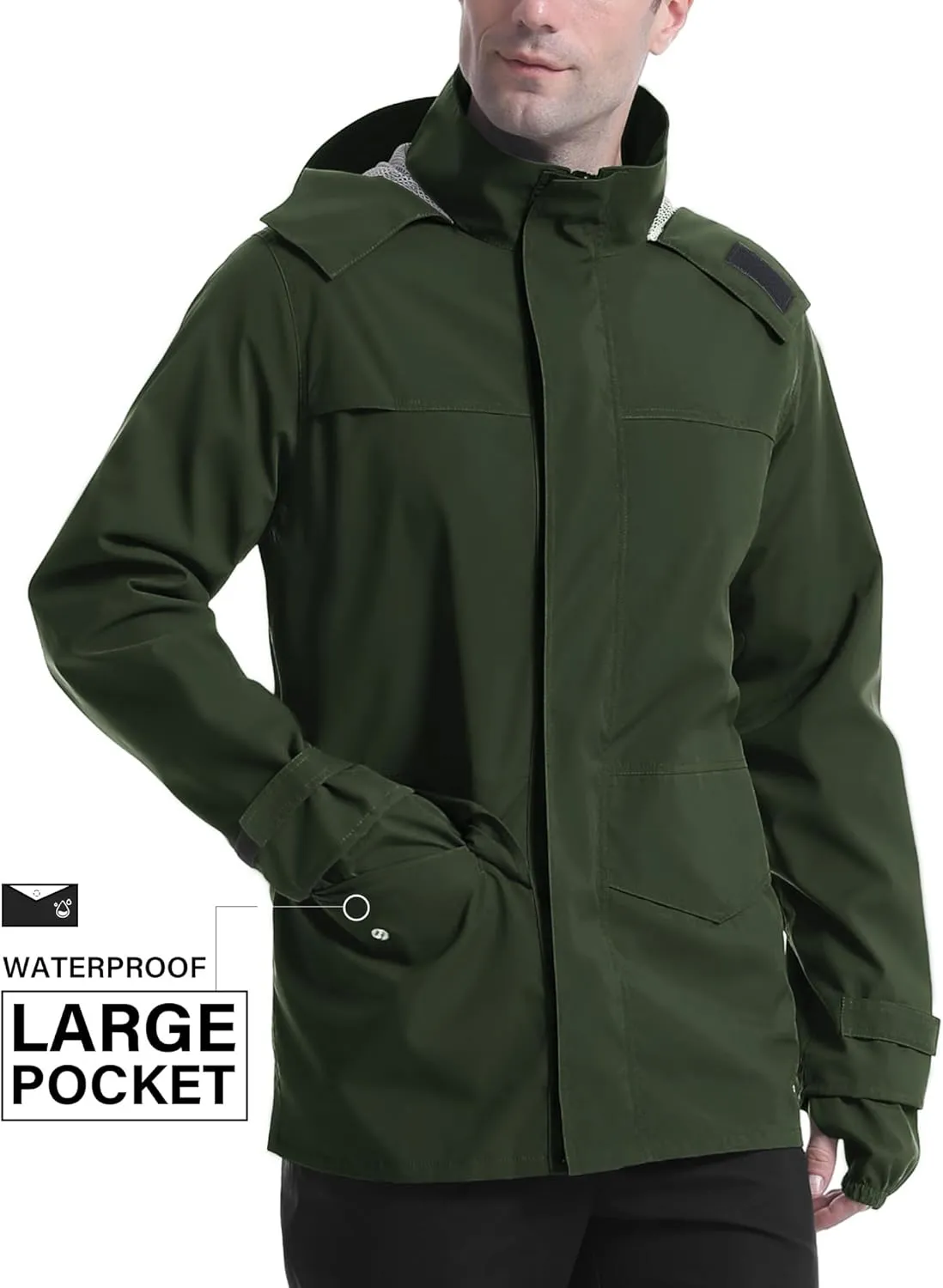 iCreek Rain Jacket Men's Lightweight with Hood Packable Waterproof Raincoat Breathable Antistorm Jacket Windbreaker