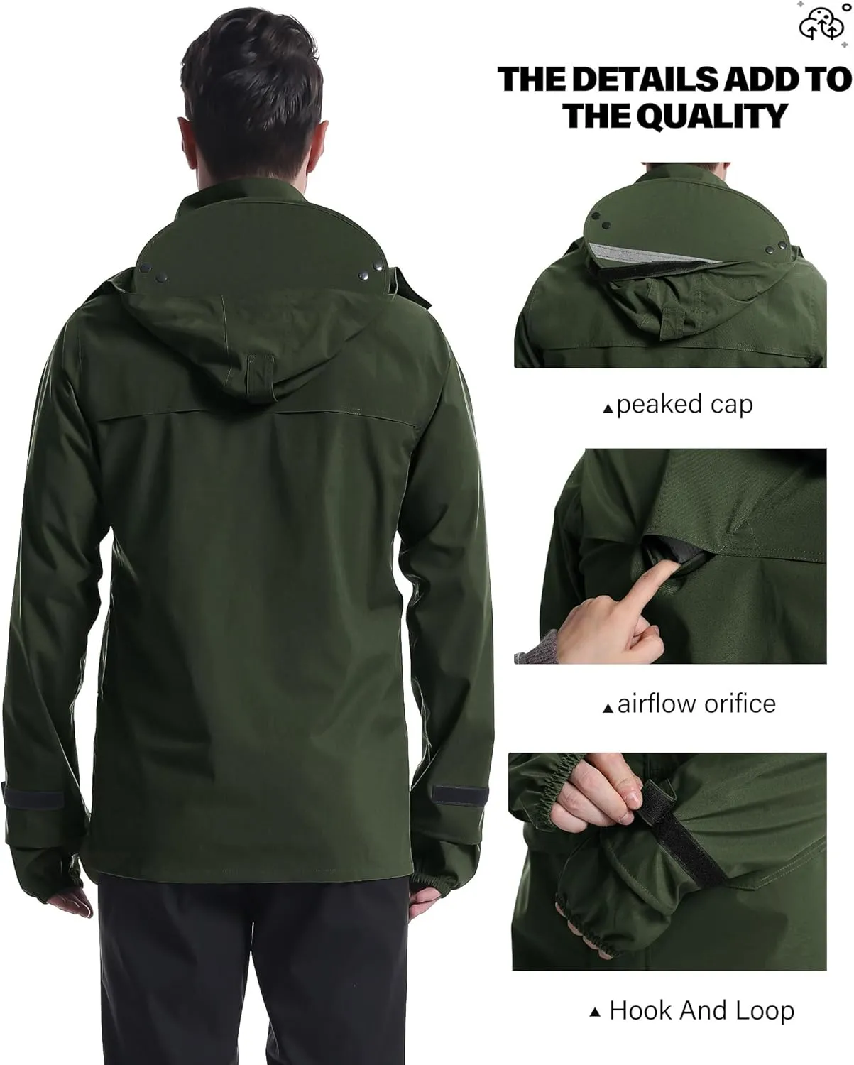 iCreek Rain Jacket Men's Lightweight with Hood Packable Waterproof Raincoat Breathable Antistorm Jacket Windbreaker