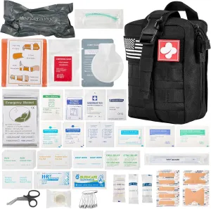 IFAK Trauma First Aid Kit with Gauze, Emergency Bandage, Splint, Chest Seal - Military Combat Tactical IFAK for Wound Care, Severe Bleeding Control, Survival, Car, Truck, Vehicles (RAINLOS)