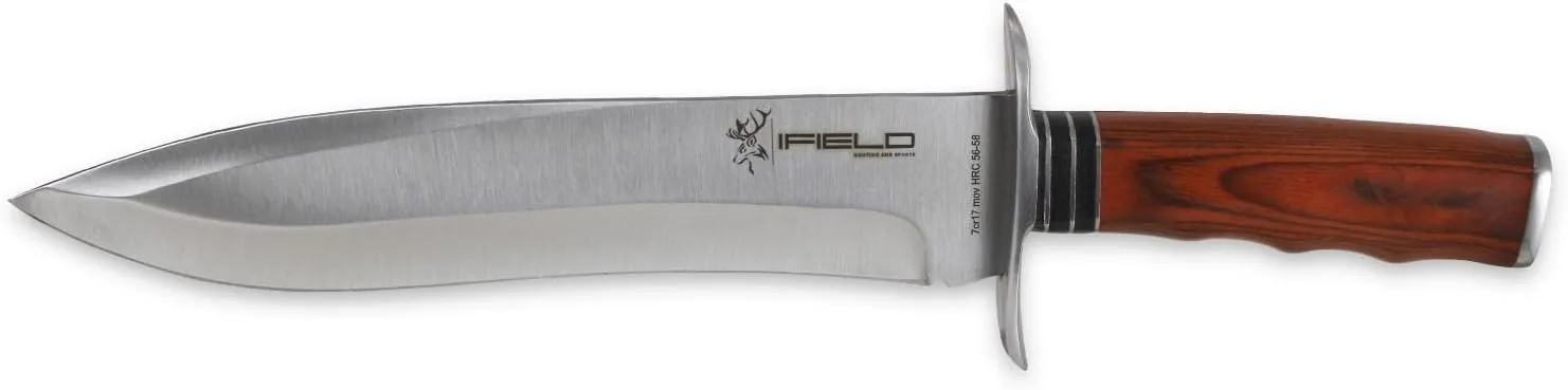 iFIELD Sport Hunting and Survival Knife, 9.2 Inch Blade, Outdoor Camping Tool With Leather Sheath for Fishing, Hunting, Sport Activity