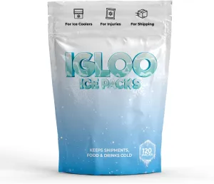 Igloo Instant Ice Packs for Shipping - Dry Ice for Shipping Frozen Food | Ice Gel for Lunch Bags Long-Lasting Cold Packs for Coolers, Ice Bag for Shipping Frozen Food Reusable Dry Ice Packs (120 pack)
