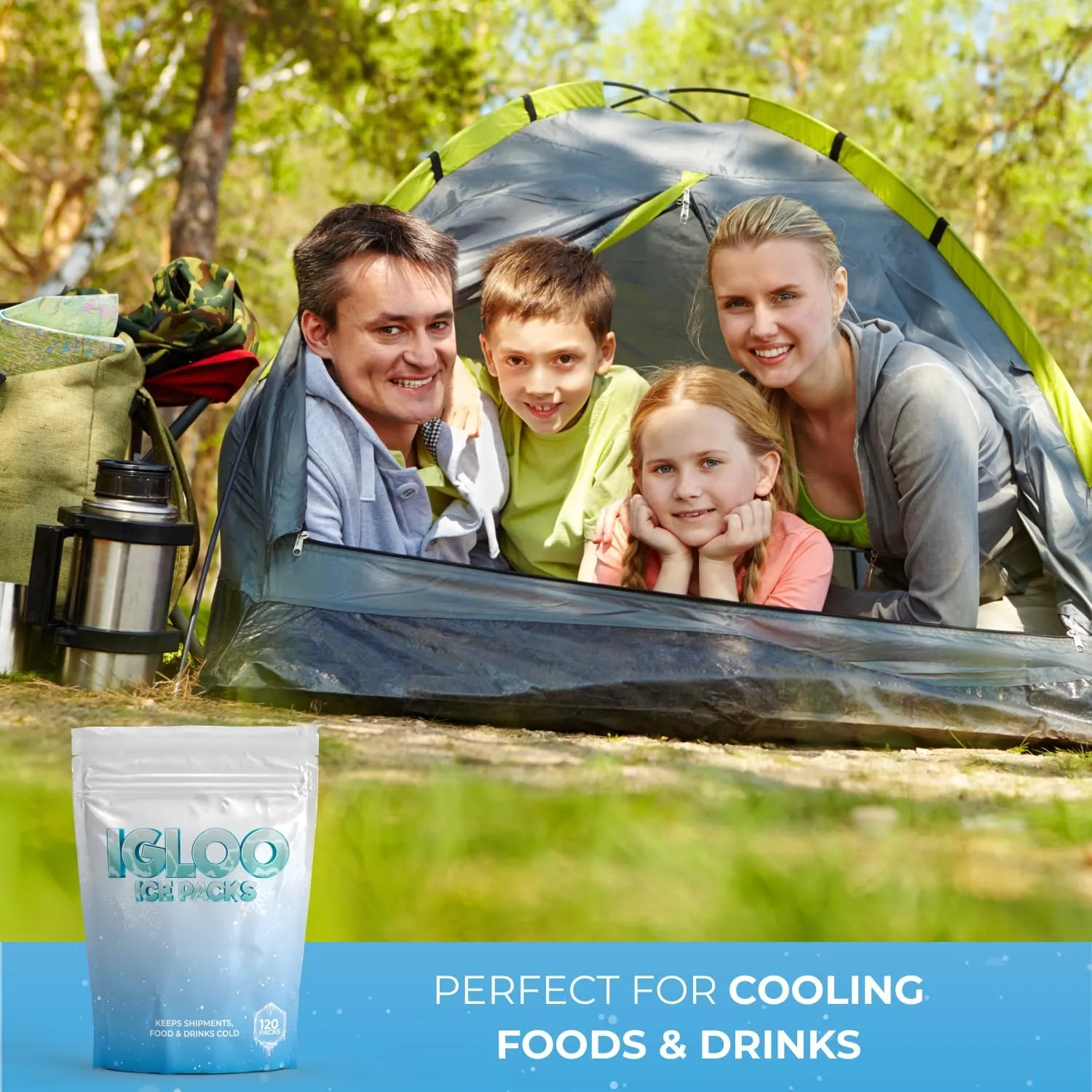 Igloo Instant Ice Packs for Shipping - Dry Ice for Shipping Frozen Food | Ice Gel for Lunch Bags Long-Lasting Cold Packs for Coolers, Ice Bag for Shipping Frozen Food Reusable Dry Ice Packs (120 pack)