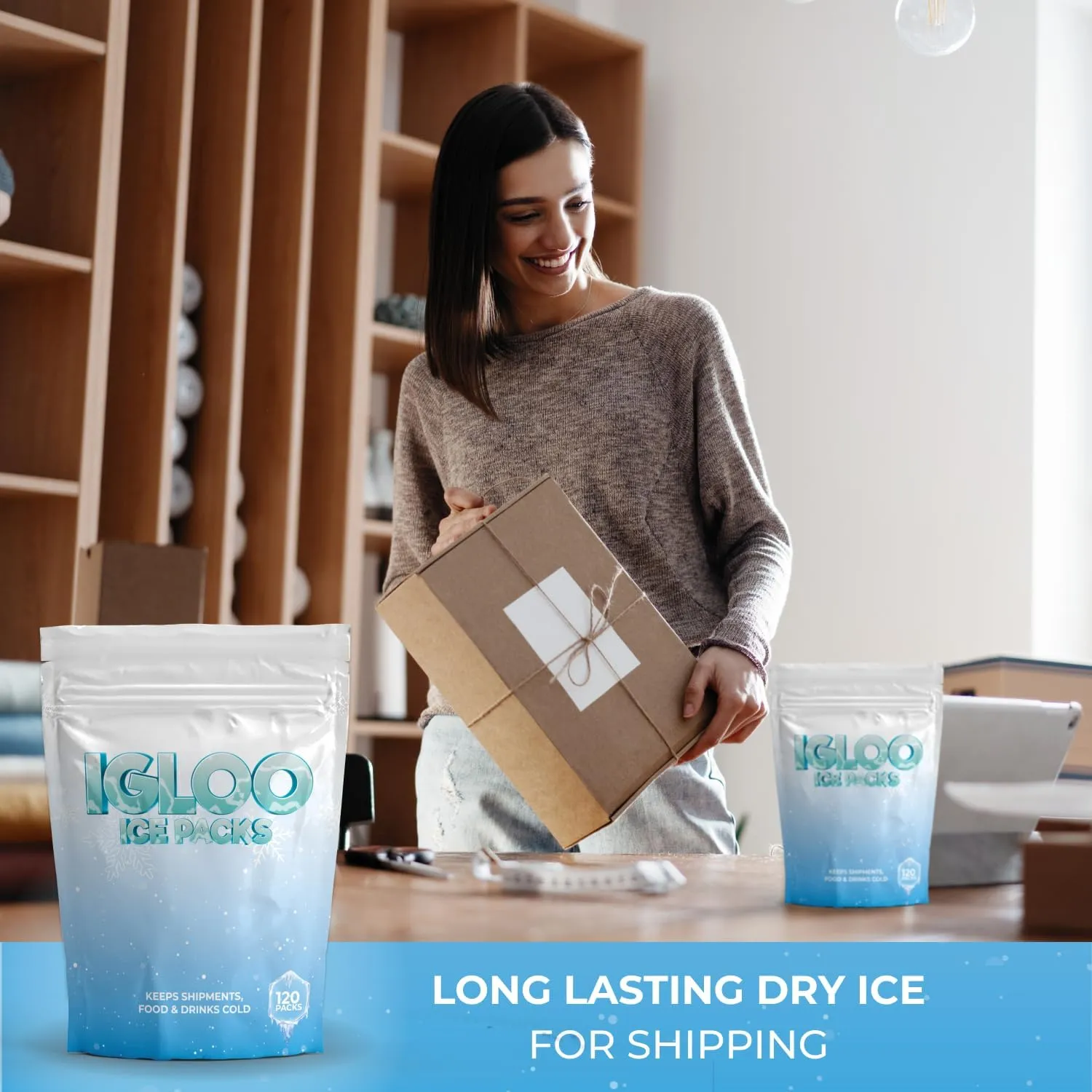 Igloo Instant Ice Packs for Shipping - Dry Ice for Shipping Frozen Food | Ice Gel for Lunch Bags Long-Lasting Cold Packs for Coolers, Ice Bag for Shipping Frozen Food Reusable Dry Ice Packs (120 pack)