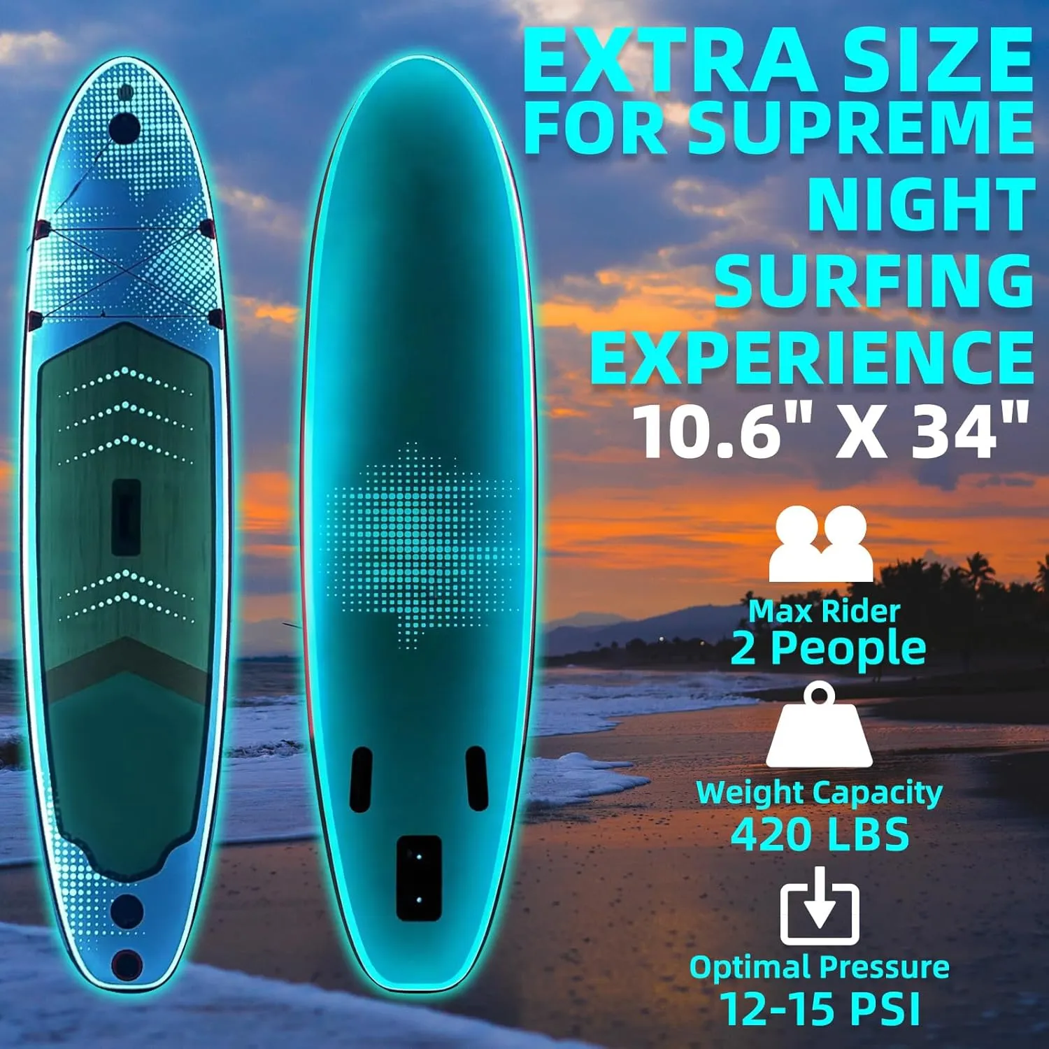 Inflatable 10.5' Stand Up Paddle Board with Strapped Seat, Premium SUP Board Kit, Includes Paddle, Pump, Backpack, Waterproof Bag, Perfect for Yoga, Fishing, and Surfing, Dark Blue & Red