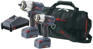 Ingersoll Rand IQV20-K201 Cordless Impact Wrench Combo Kit w/ W7152 1/2” High Torque Impact Wrench, W5133 3/8” Compact Impact Wrench, 2 Batteries, Universal Charger and Tool Bag