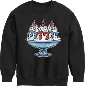Instant Message - Americana - Red, White, & Blue Ice Cream Sundae - Toddler & Youth Crewneck Fleece Sweatshirt