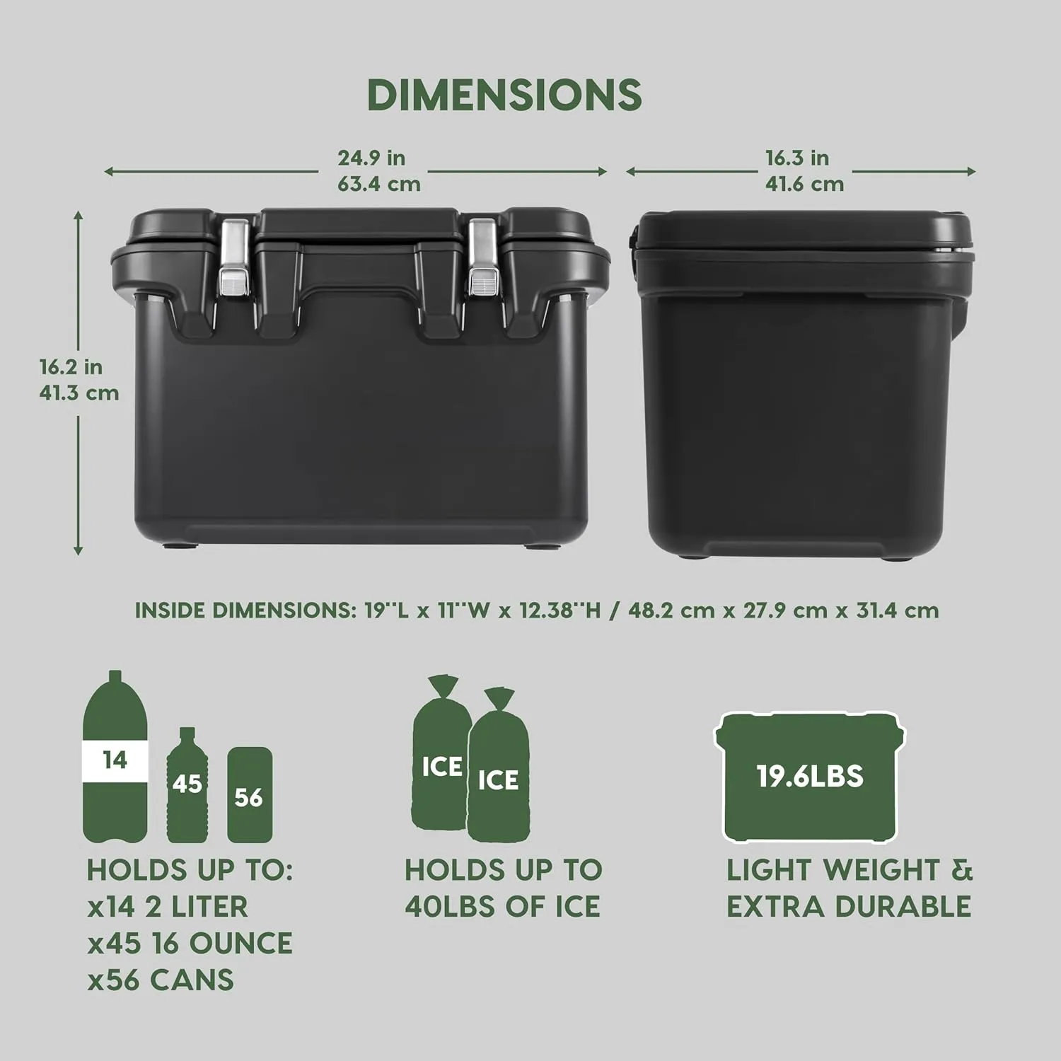 IRIS USA Bundle of Hugel 44 QT Insulated Cooler   60 Large Hand Warmers – Heavy Duty Ice Chest w/Vacuum Panels, Bungee Straps, Metal Buckles – 18-Hour Heat for Camping, Fishing, Tailgating, Travel