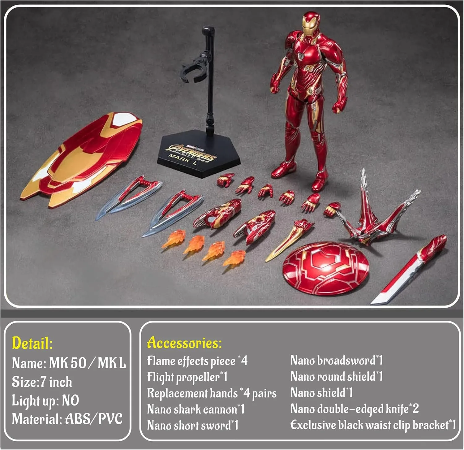 Ironman MK50 Action Figure-7 Inch Deluxe Painting Exquisite Collection Mark Model Gift(MK L)