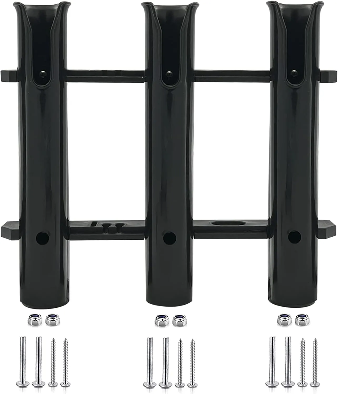 ISURE MARINE Fishing Rod Holder Bracket Wall Mounted Boat Side Mount Tool Holder Tube Links with Screws 2/3/4/6 Pole Tube (White/Black)
