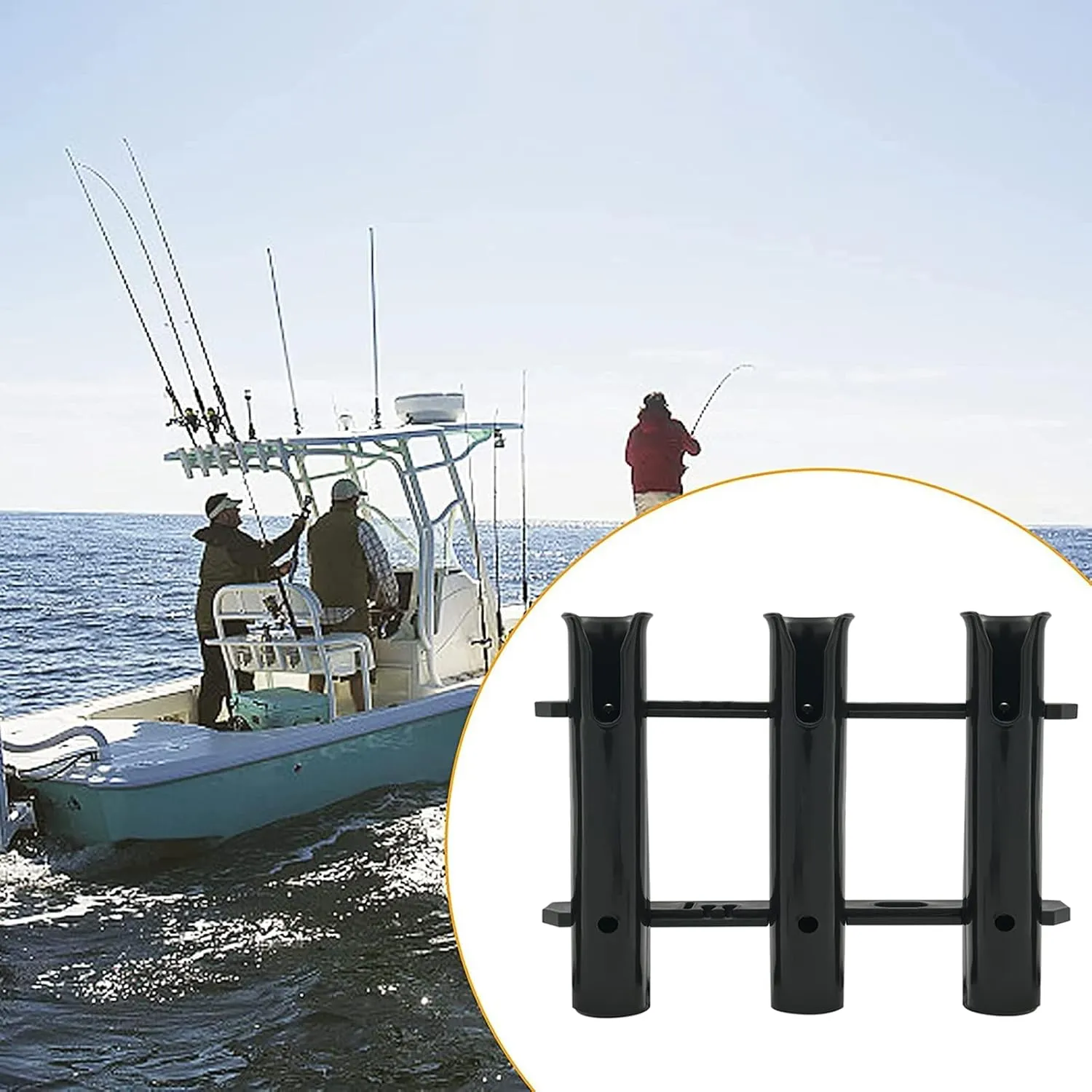ISURE MARINE Fishing Rod Holder Bracket Wall Mounted Boat Side Mount Tool Holder Tube Links with Screws 2/3/4/6 Pole Tube (White/Black)