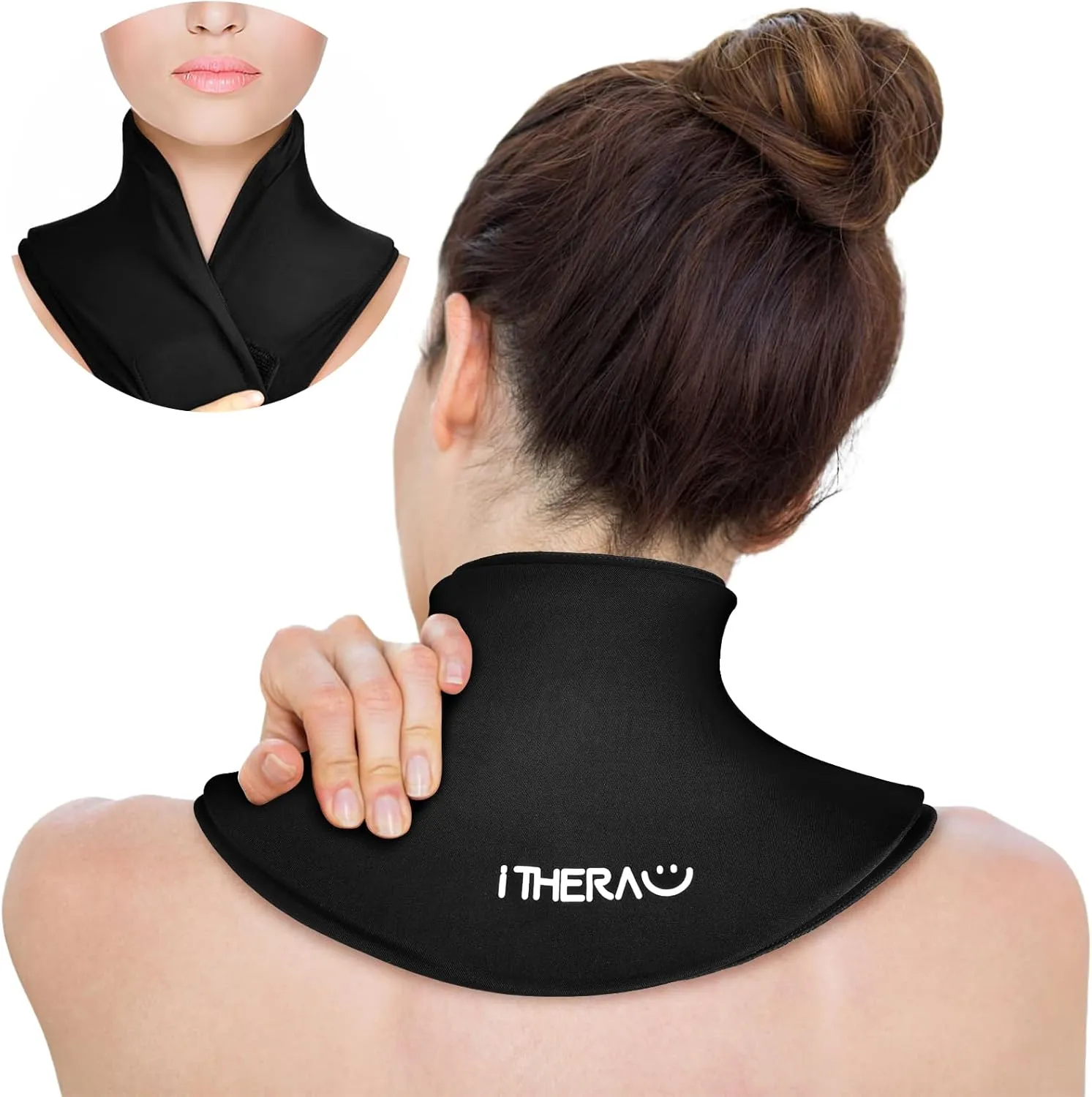 iTHERAU Neck Ice Pack Wrap Gel, Cooling Pad for Cervical and Shoulder, Cold & Hot Compress, Neck Relief Wraps, Flexible Ice Packs for Injuries Reusable, Pain Relief, Swelling, Office Pressure