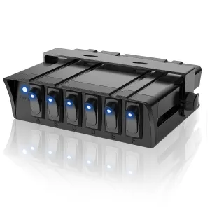 IZTOSS 6 Gang Rocker Switch Box 12 V 24 V Waterproof SPST Toggle Switch Panel with LED Indicator Light - Perfect for Boats, Yachts, motorhomes, campervans, Trucks and Cars