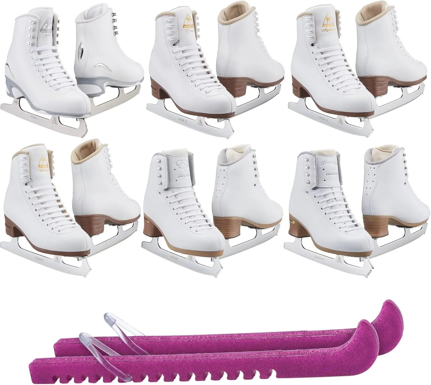 Jackson Ultima Figure Ice Skates for Women and Girls Bundle with Bag and/or Guardog Skate Guards