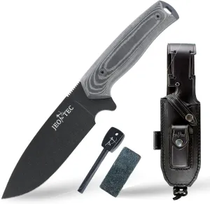 JEO-TEC Nº21 Bushcraft Survival Hunting Fixed Blade Knife - BOHLER N690C Stainless Steel, Multi-positioned Sheath - Handmade