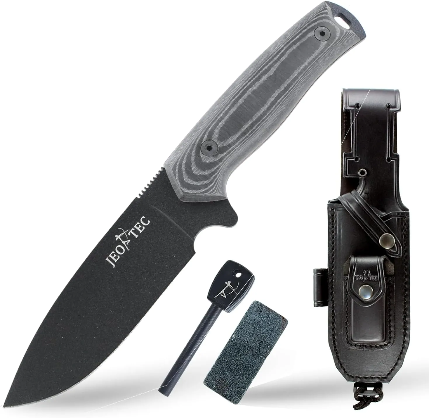 JEO-TEC Nº21 Bushcraft Survival Hunting Fixed Blade Knife - BOHLER N690C Stainless Steel, Multi-positioned Sheath - Handmade