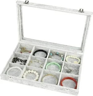 Jewelry Box Storage 10 Different Designs Clear Glass Lid Velvet Jewelry Organizer Box Jewelry Showcase For Watch Earrings Rings. Travel Jewelry Box (Color : E, Size : As shown)