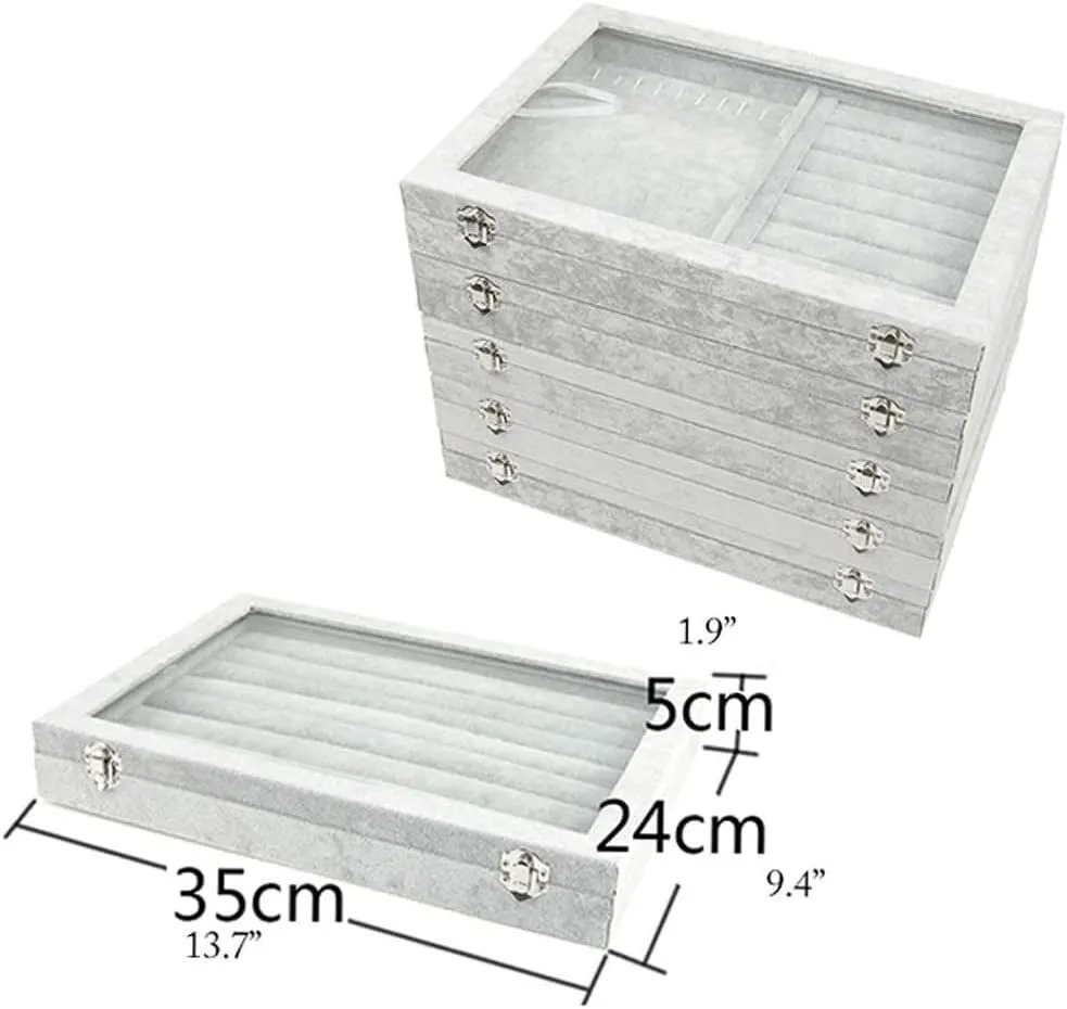 Jewelry Box Storage 10 Different Designs Clear Glass Lid Velvet Jewelry Organizer Box Jewelry Showcase For Watch Earrings Rings. Travel Jewelry Box(A)