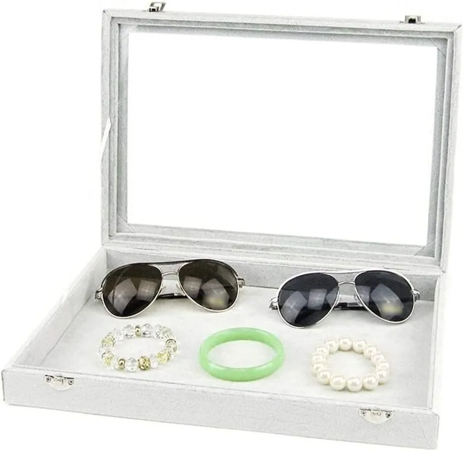 Jewelry Box Storage 10 Different Designs Clear Glass Lid Velvet Jewelry Organizer Box Jewelry Showcase For Watch Earrings Rings. Travel Jewelry Box(C)