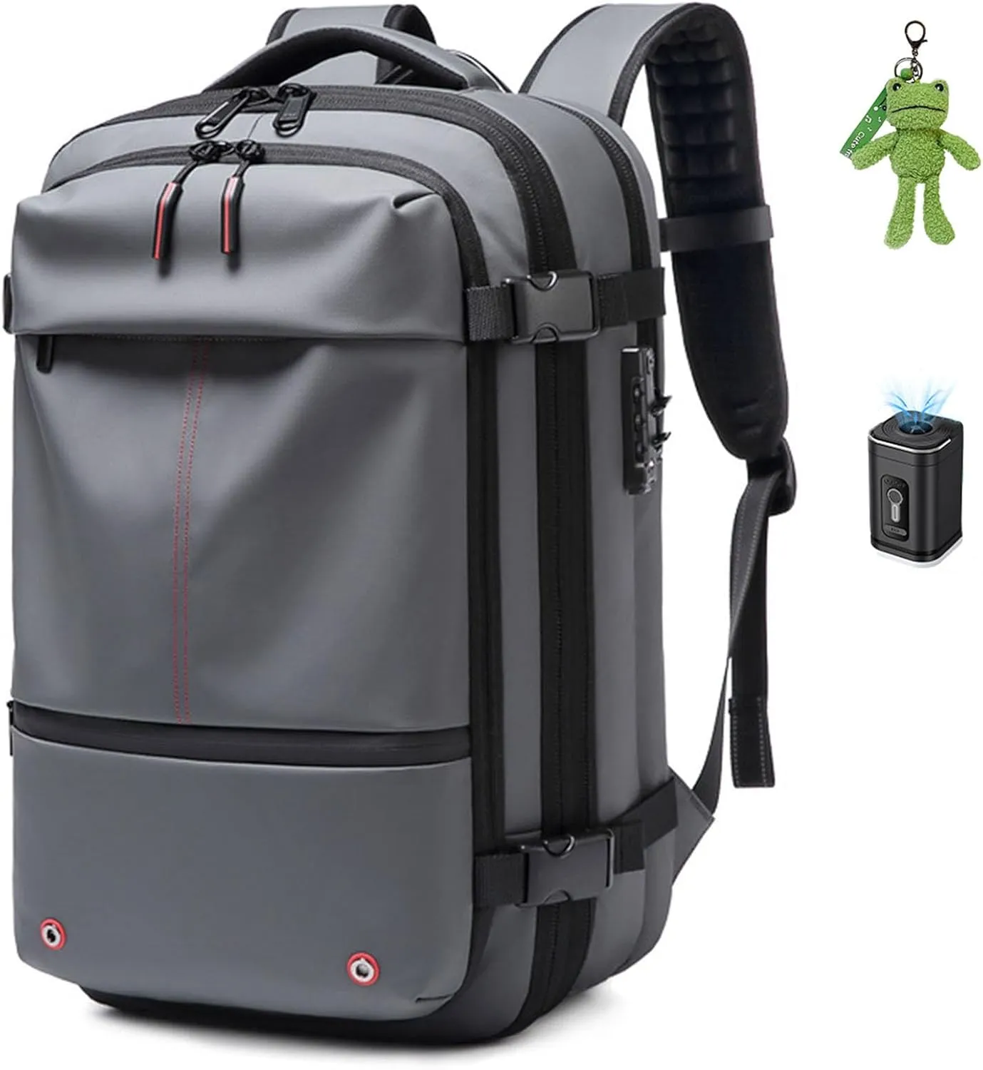 Jfxgjuv Ezy Vac Backpack, Vacpack Backpack, 60L Expandable Vacuum Compression Bag with Air Pump, Waterproof, TSA Lock (Gray (With Pump))