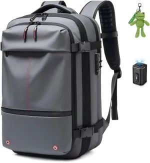 Jfxgjuv Ezy Vac Backpack, Vacpack Backpack, 60L Expandable Vacuum Compression Bag with Air Pump, Waterproof, TSA Lock (Gray (With Pump))