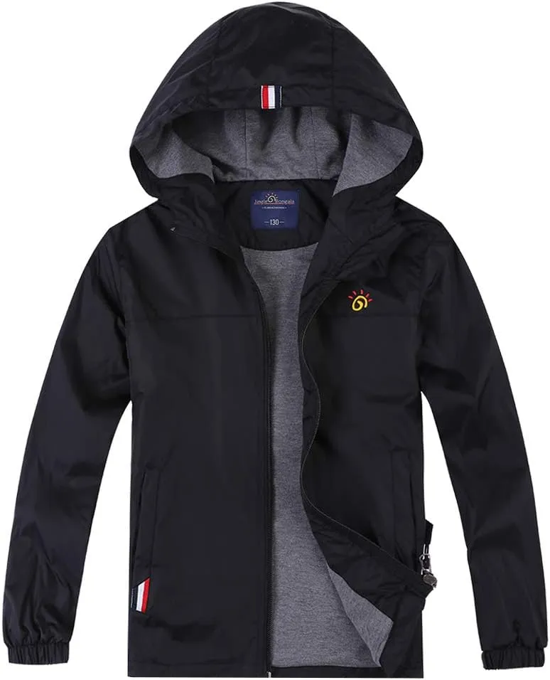 Jingle Bongala Boys Girls Lightweight Breathable Raincoat Waterproof Hooded Rain Jacket Windbreaker Easy to Fold