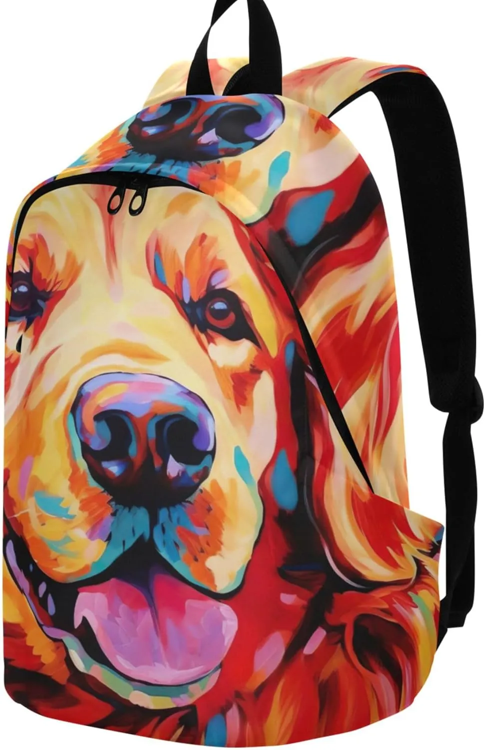 Joisal Aesthetic Casual Backpack for Women Daypack Golden Retriever Dog Painting Waterproof Backpack for Girls Bookbag