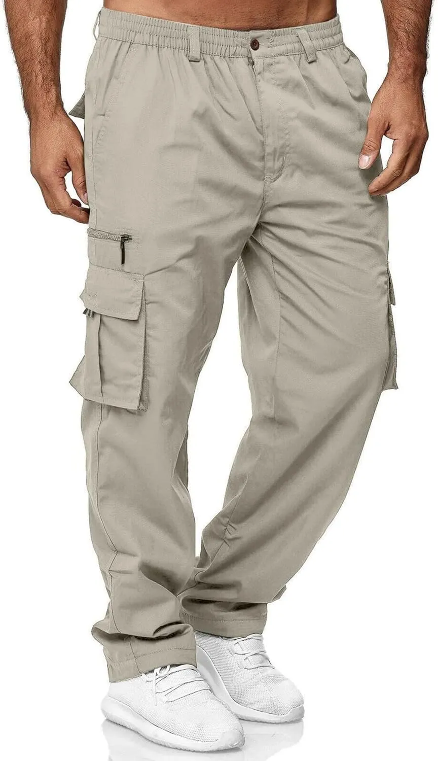 Julidostore Stretchmotions - Super Stretch Ice-Silk Comfort Cargo Pants Mens 6 Pockets Tactical Joggers Outdoor Trousers