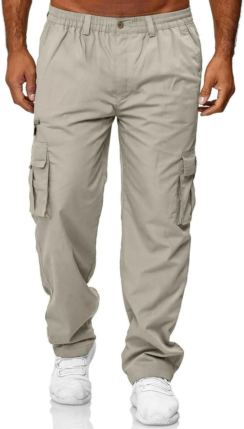 Julidostore Stretchmotions - Super Stretch Ice-Silk Comfort Cargo Pants Mens 6 Pockets Tactical Joggers Outdoor Trousers