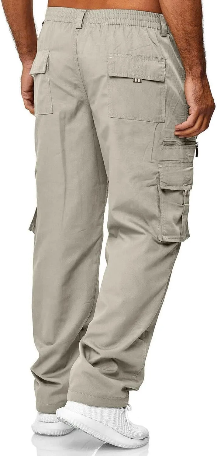Julidostore Stretchmotions - Super Stretch Ice-Silk Comfort Cargo Pants Mens 6 Pockets Tactical Joggers Outdoor Trousers