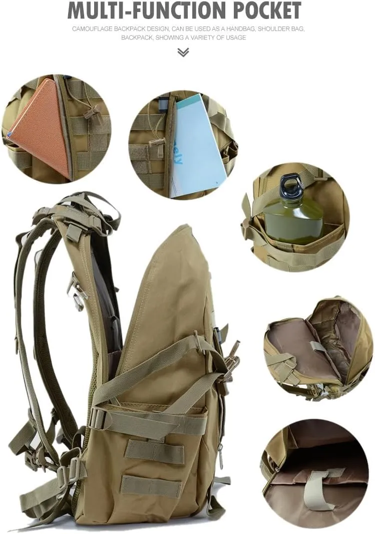Jungle Leopard 40L Tactical Backpack Men Camping Hiking Bag Reflective Travel Survival MOLLE Climbing Rucksack(OD)
