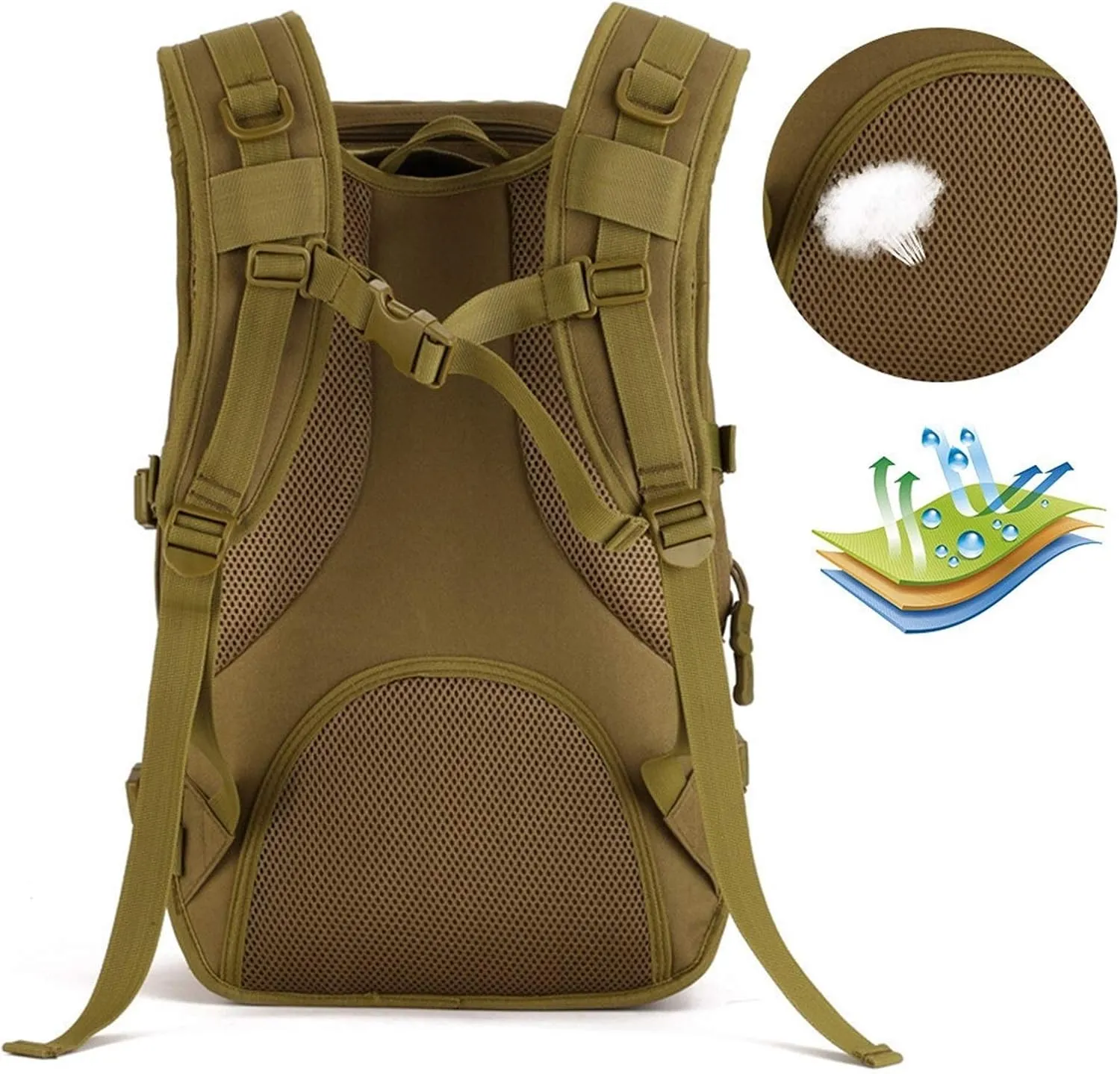 Jungle Leopard Tactical Backpack 40L Military Backpack 900D Nylon Waterproof Army Rucksack Camping Hiking Fishing Hunting Bag(S413-40-Desert digital)
