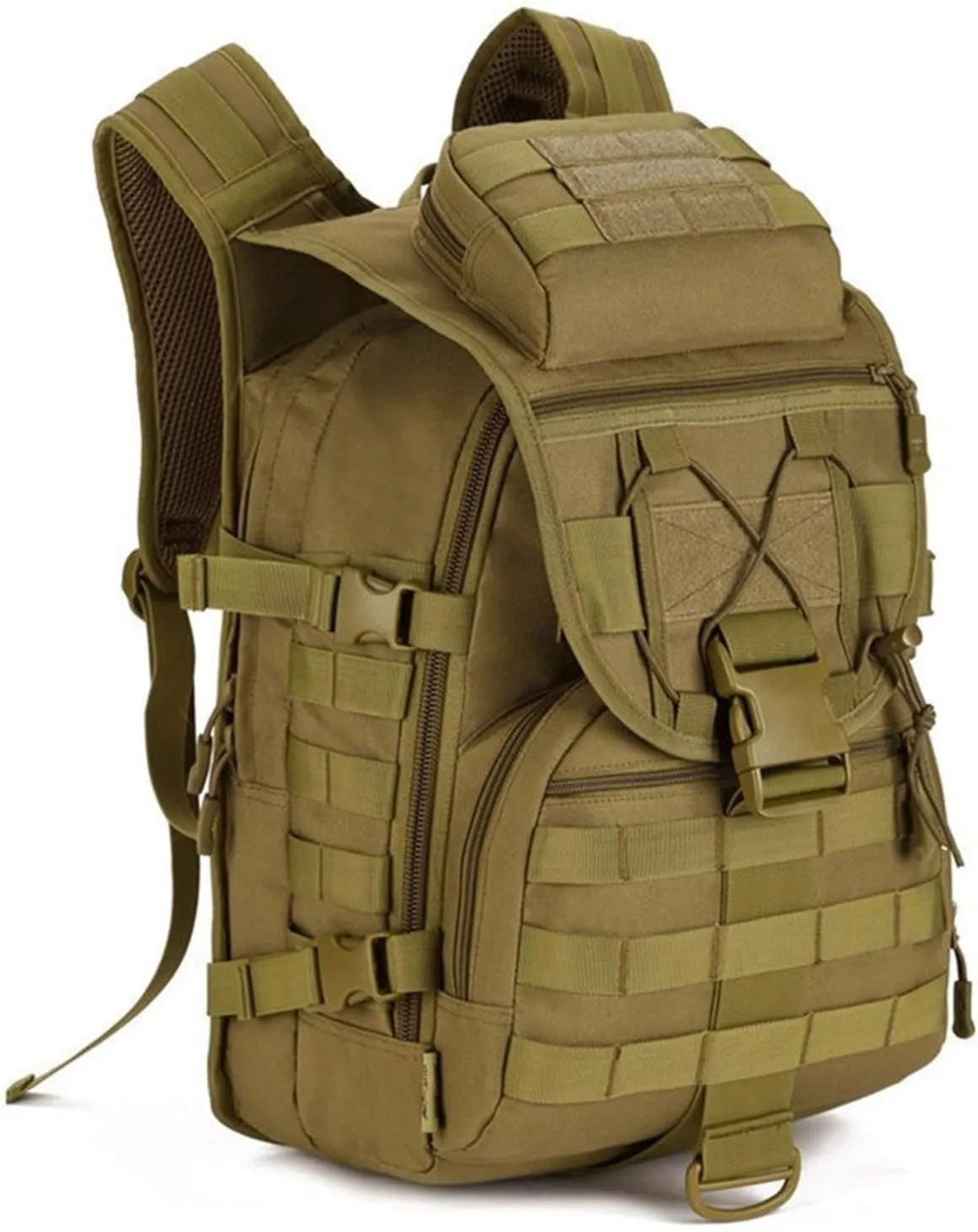 Jungle Leopard Tactical Backpack 40L Military Backpack 900D Nylon Waterproof Army Rucksack Camping Hiking Fishing Hunting Bag(S413-40-Khaki)