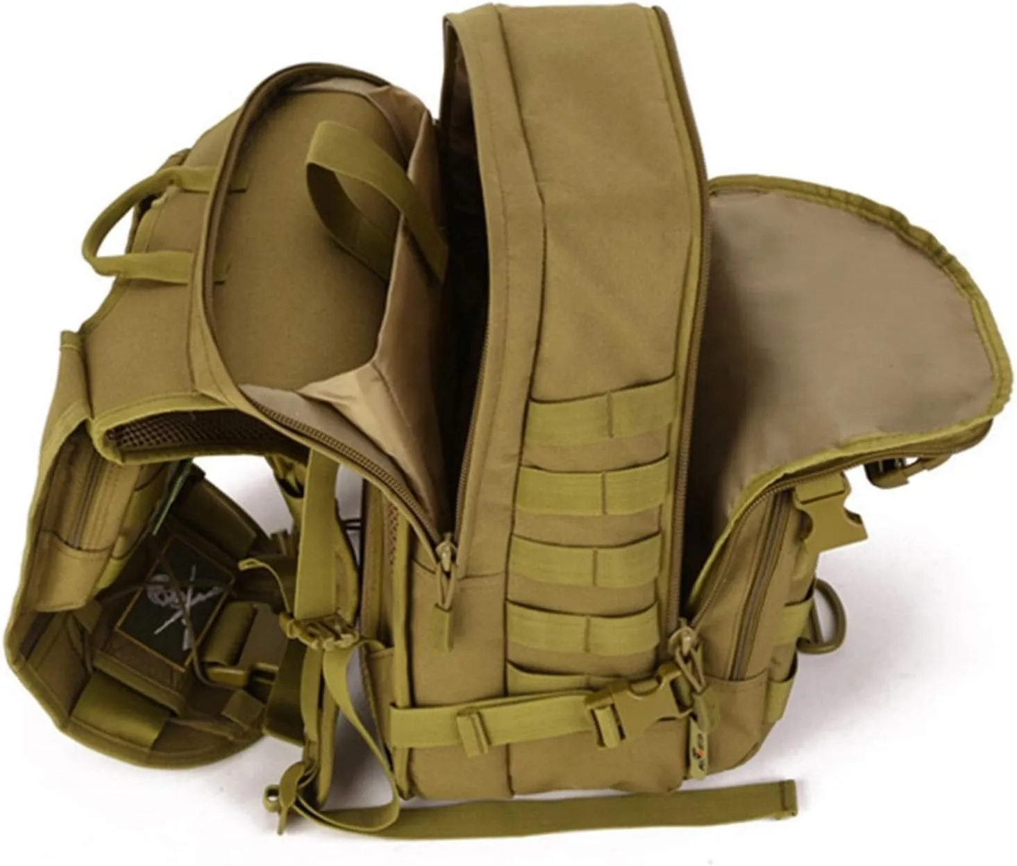 Jungle Leopard Tactical Backpack 40L Military Backpack 900D Nylon Waterproof Army Rucksack Camping Hiking Fishing Hunting Bag(S413-40-Khaki)