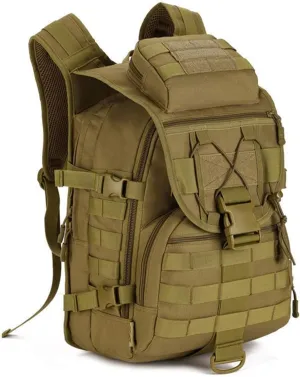 Jungle Leopard Tactical Backpack 40L Military Backpack 900D Nylon Waterproof Army Rucksack Camping Hiking Fishing Hunting Bag(S413-40-Khaki)