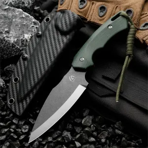 K110 Steel Hunting Knife, 10.23 Inches, Fixed Blade with Sheath, for Camping and Hiking (green)
