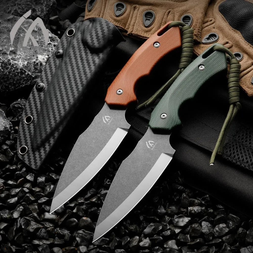 K110 Steel Hunting Knife, 10.23 Inches, Fixed Blade with Sheath, for Camping and Hiking (green)