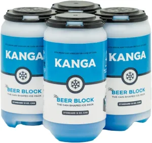 Kanga Beer Blocks Slim Can Shaped Ice Pack - Keep Drinks Cold for 9 Hours | Reusable for Cooling Food/Beverages | Durable Plastic Construction | Can Cooler Ice Block 12 oz Standard Can Pack of (4)