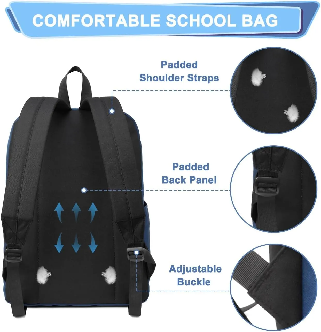Kasqo Backpack for Women Men,Classic Lightweight Water-Resistant Bookbag for Teen Girls Boys,Travel School Casual Daypack