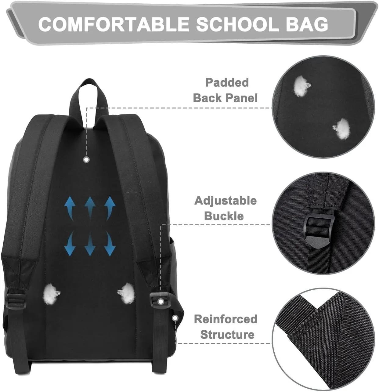 Kasqo Backpack for Women Men,Classic Lightweight Water-Resistant Bookbag for Teen Girls Boys,Travel School Casual Daypack