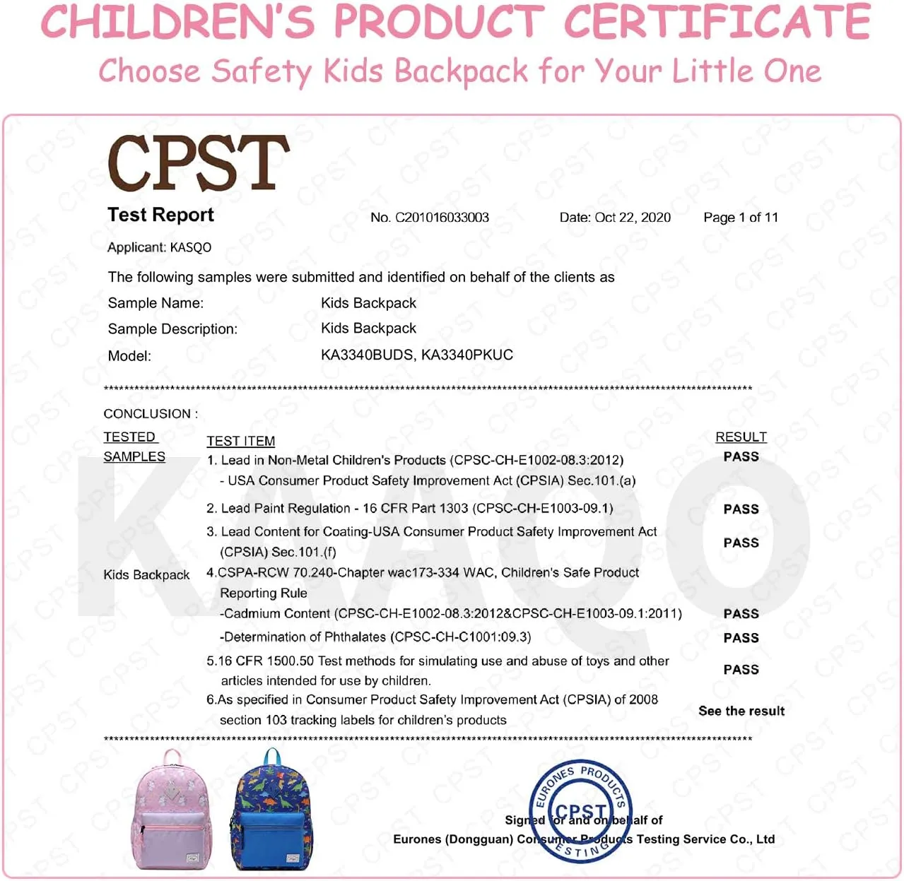Kasqo Kids Backpack, Water Resistant Lightweight Preschool Toddler Bookbag with Chest Strap for Boys and Girls